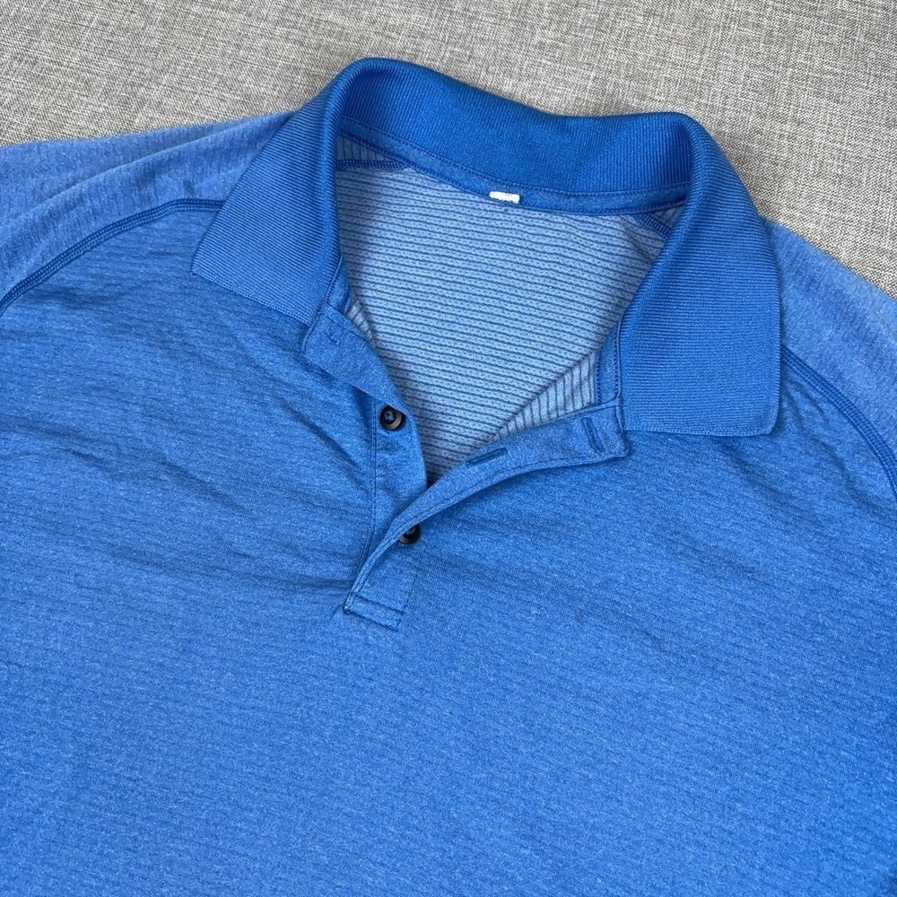 Lululemon Metal Vent Tech Polo Shirt Mens XL Blue Seamless Golf Performance